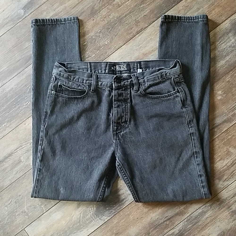 Mens XXX Rude ButtonUp SlouchTapered Jeans 32 x 32